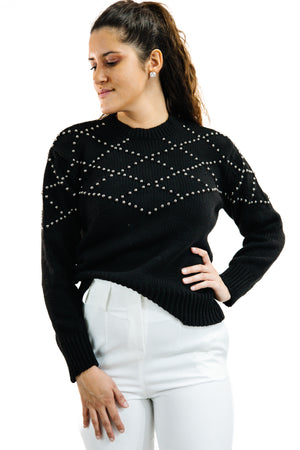 Black pearled sweater
