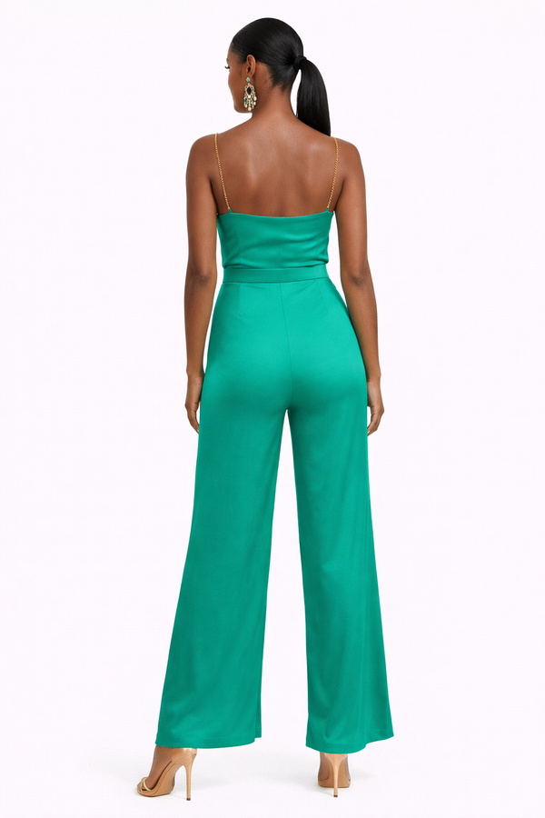 Green Flared Jumpsuit