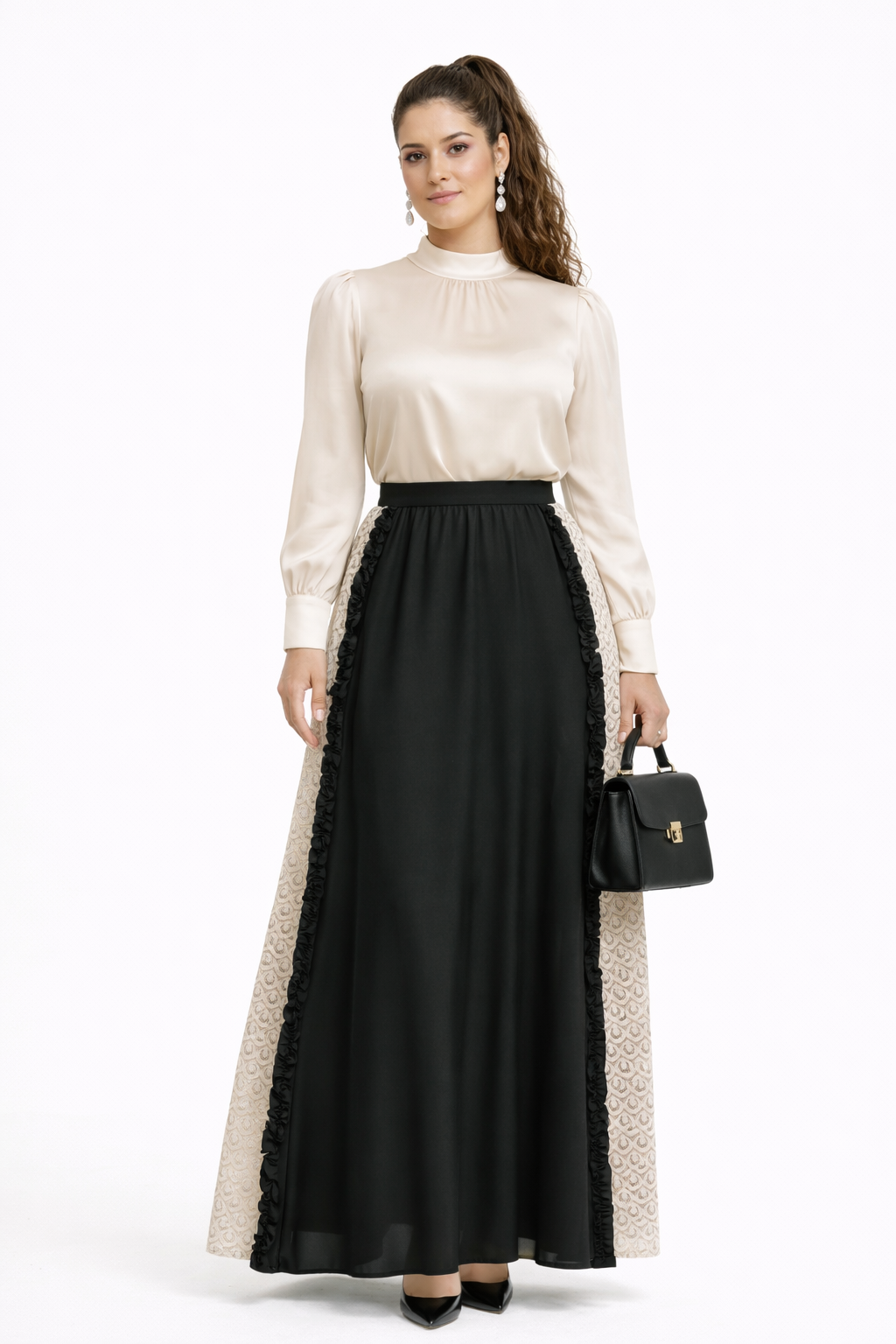 Black on Beige Skirt