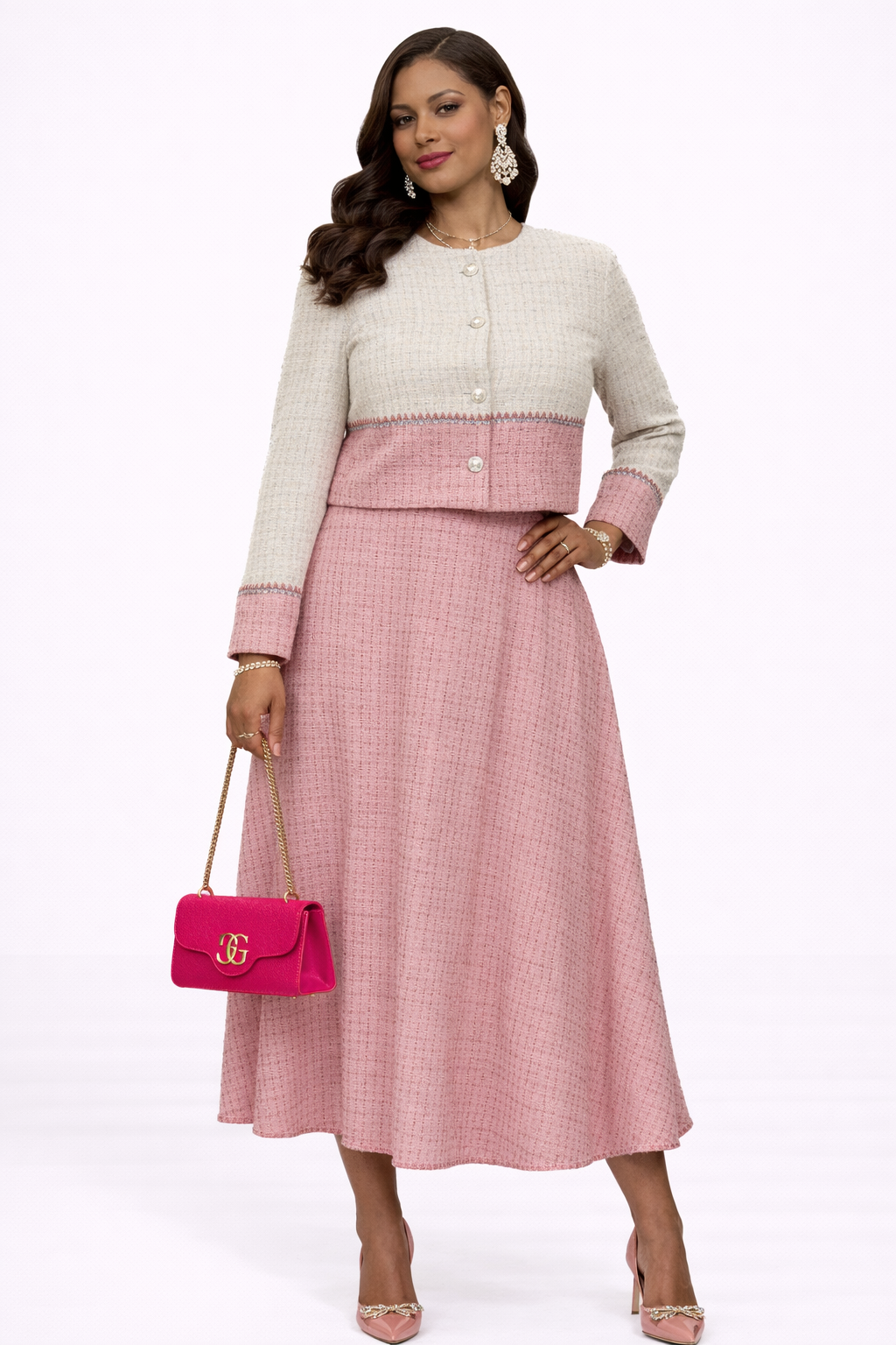Tweed pink and beige Jacket