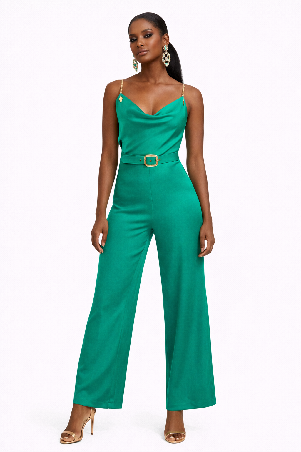 Green Flared Jumpsuit