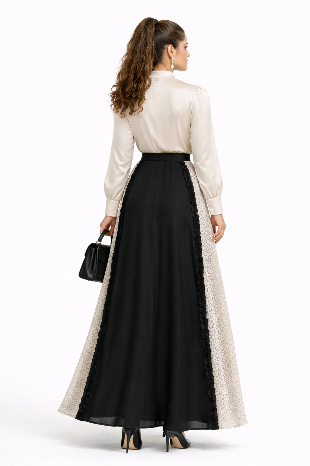 Black on Beige Skirt