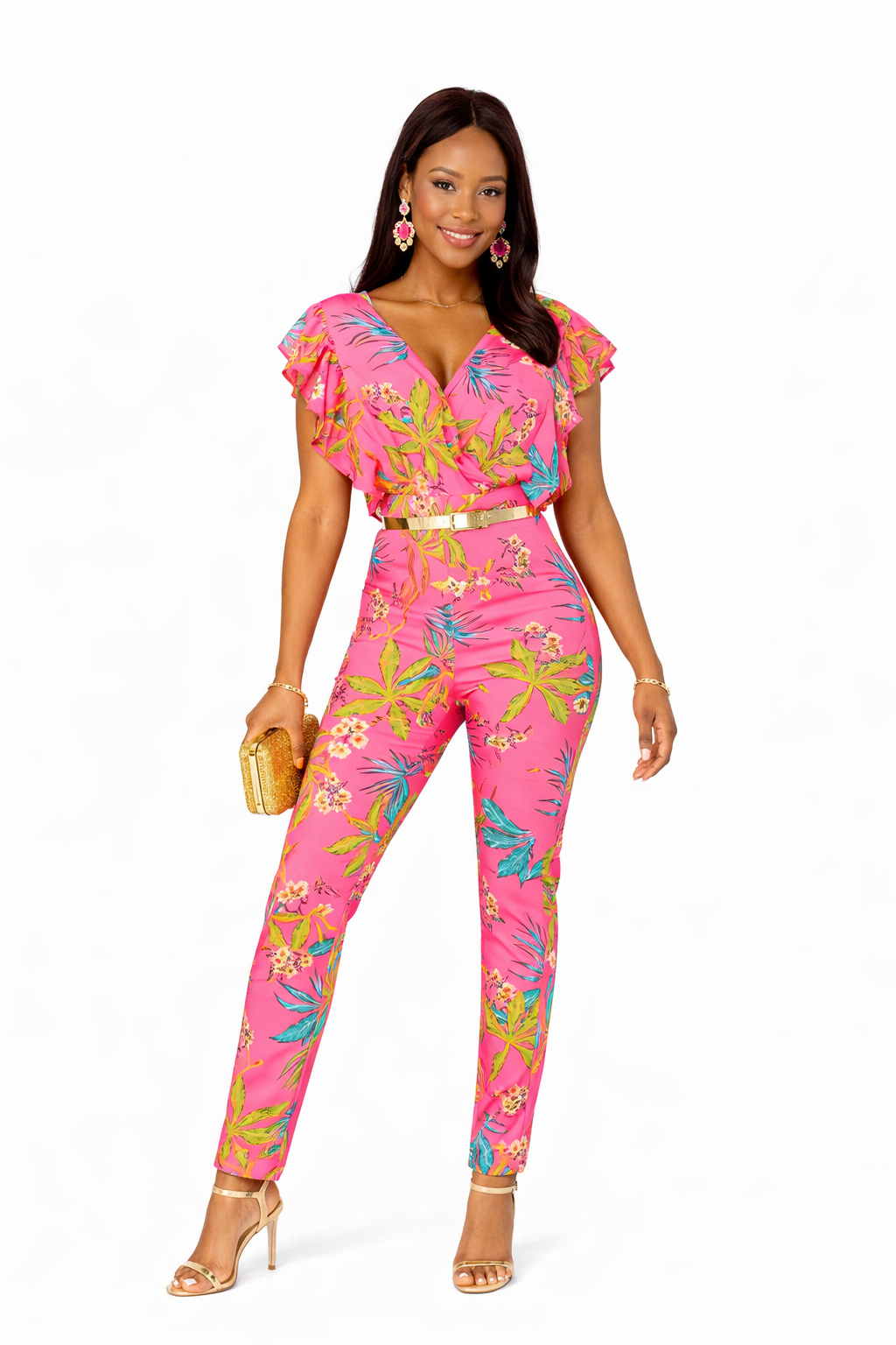 Pink Flowery Jumpsuit