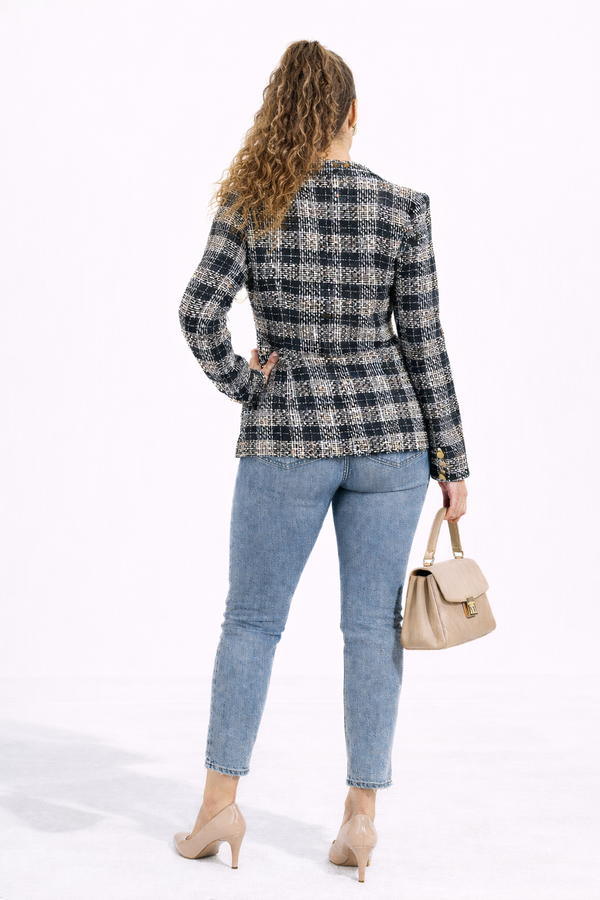 Patterned tweed blazer
