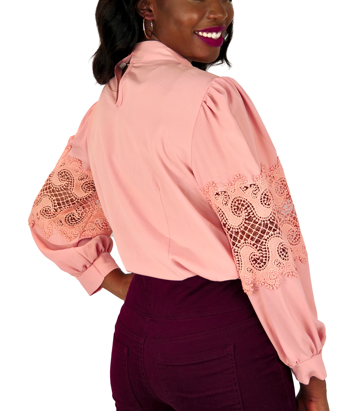 Pink crochet lace blouse